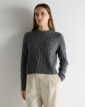 Women'S Cable Cashmere Jumper Elephant Grey Grab Todays Deal MustHave Items
