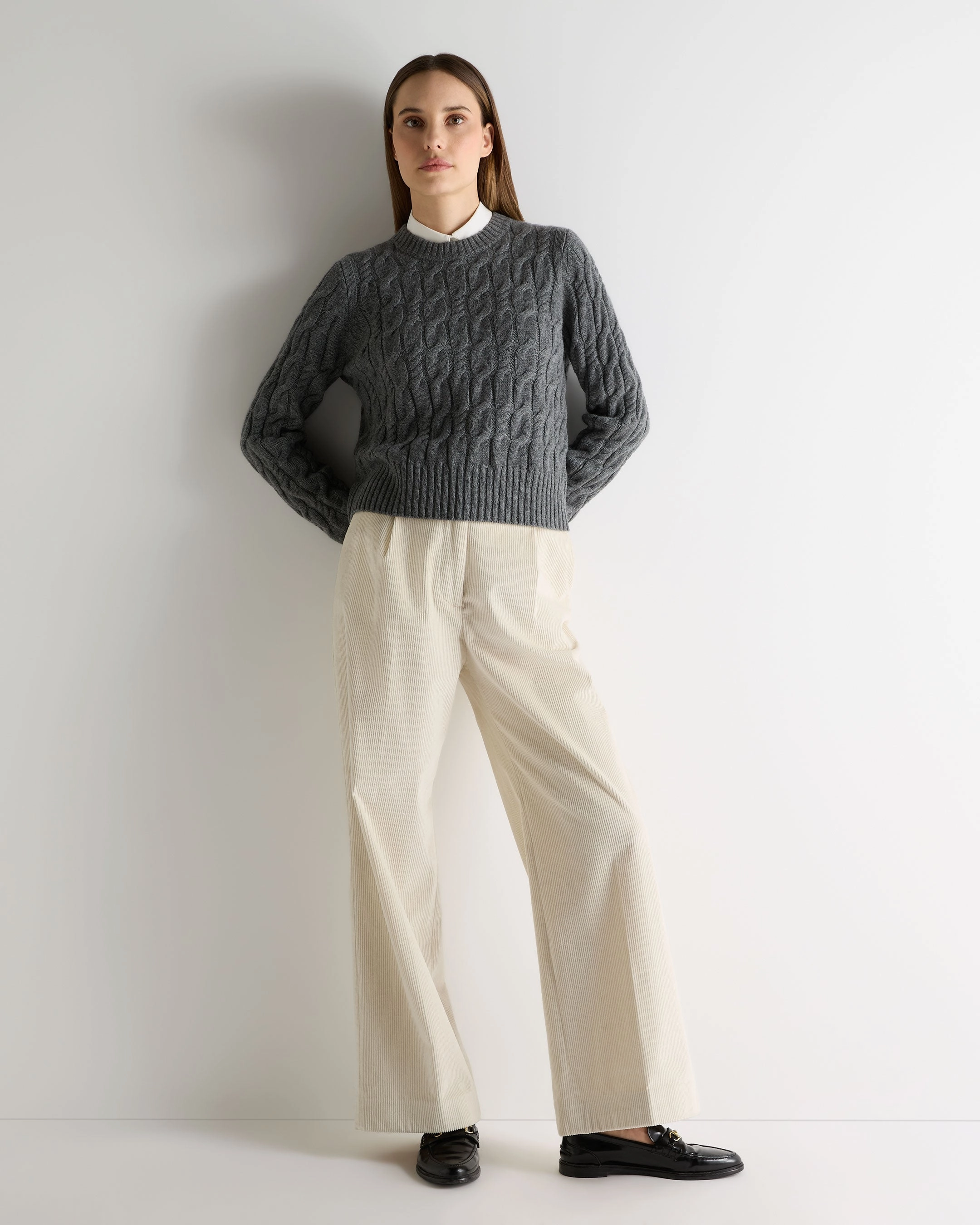 Hot Discount Deal Flash Deal Today Women'S Cable Cashmere Jumper Elephant Grey