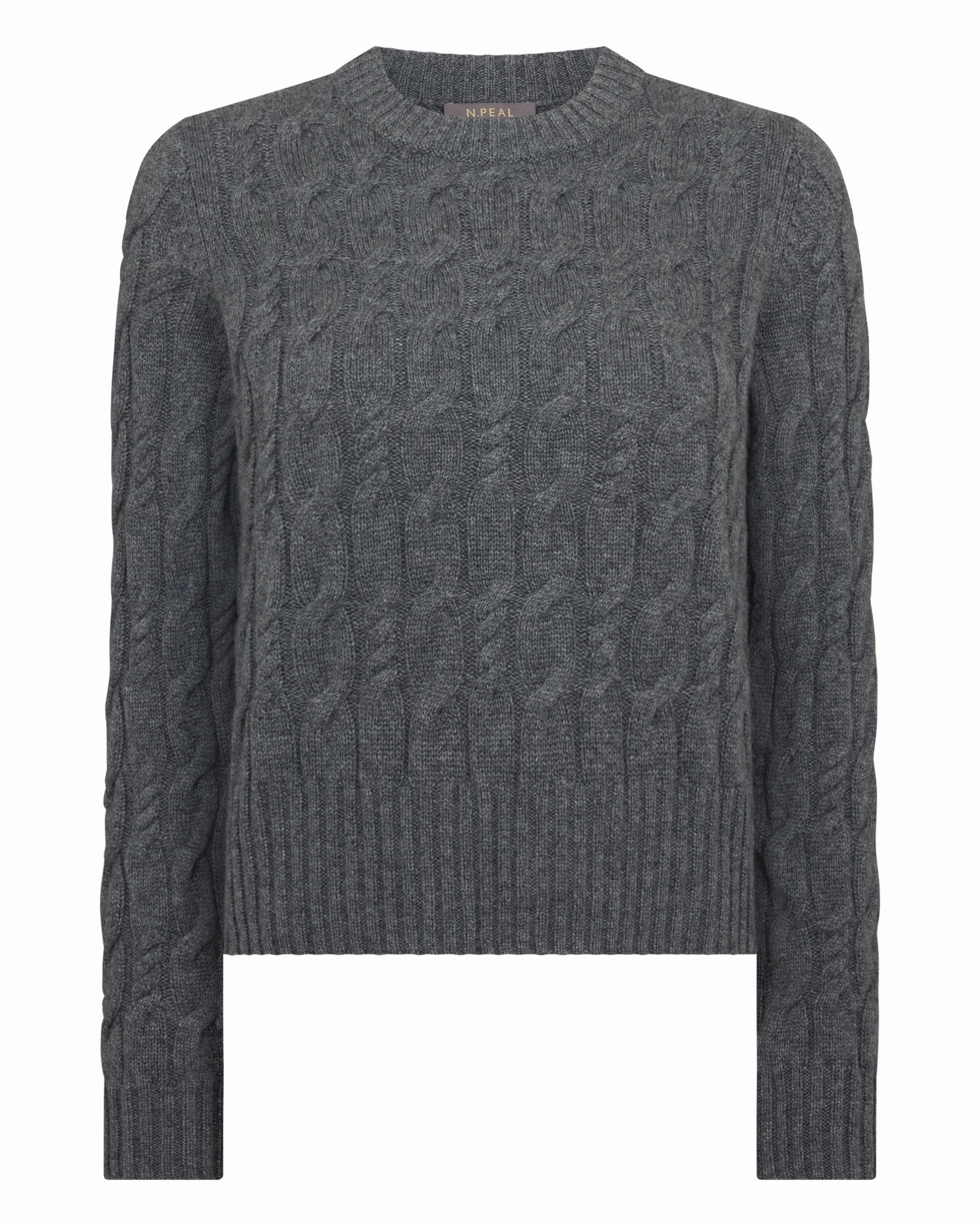 Instant Hot Deal Weekend Specials Women'S Cable Cashmere Jumper Elephant Grey