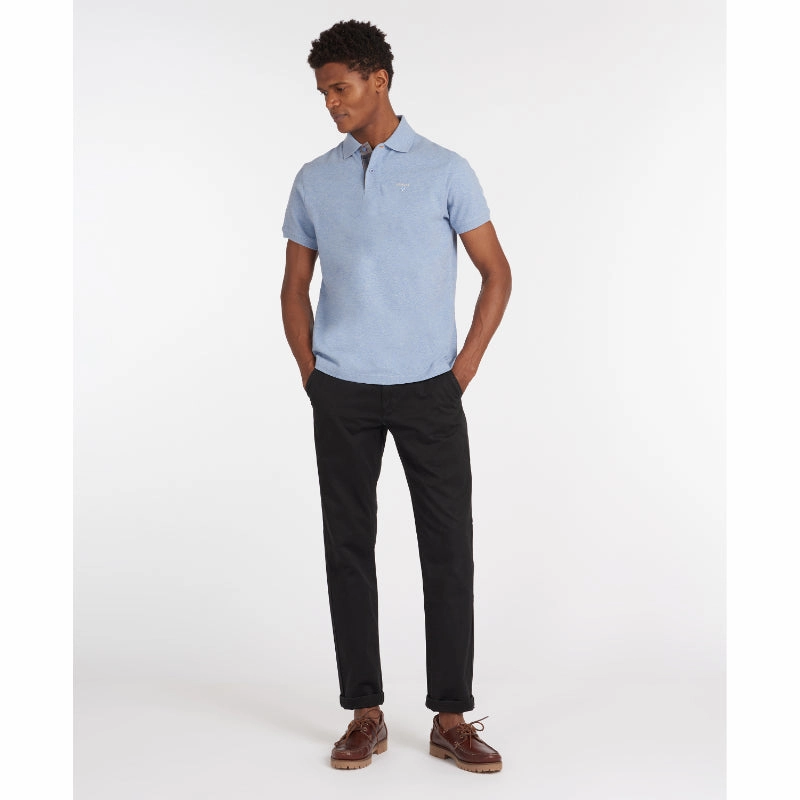 Barbour Tartan Pique Mens Polo Shirt - Sky Marl Special Steal Event