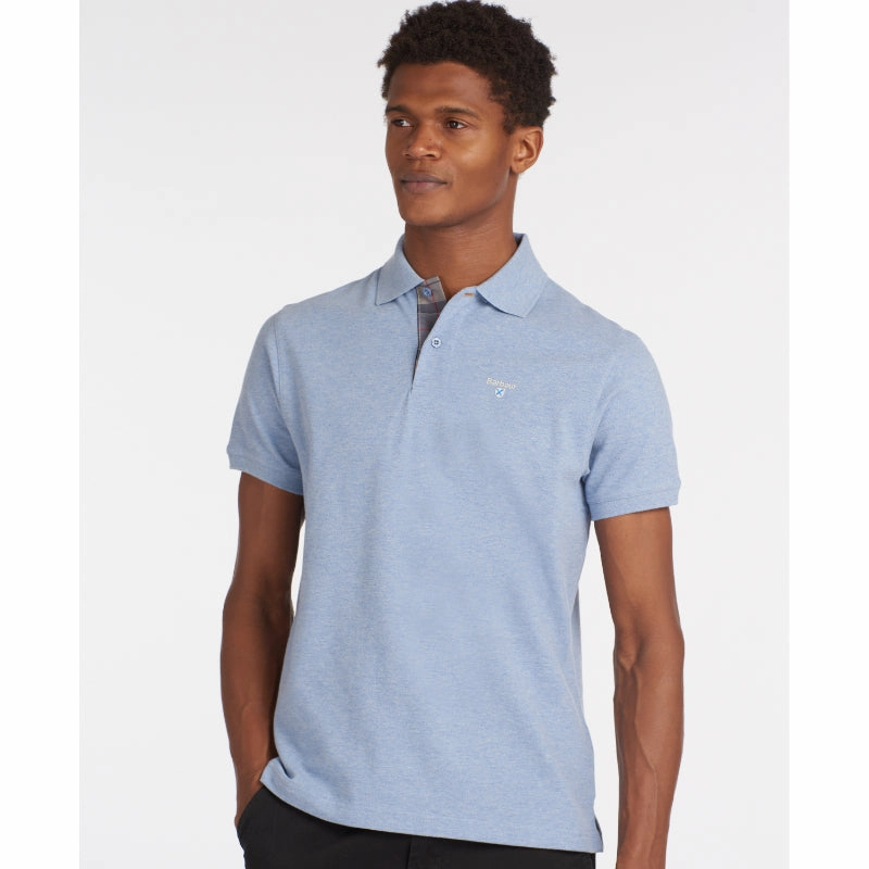 Hot Sale Frenzy Barbour Tartan Pique Mens Polo Shirt - Sky Marl