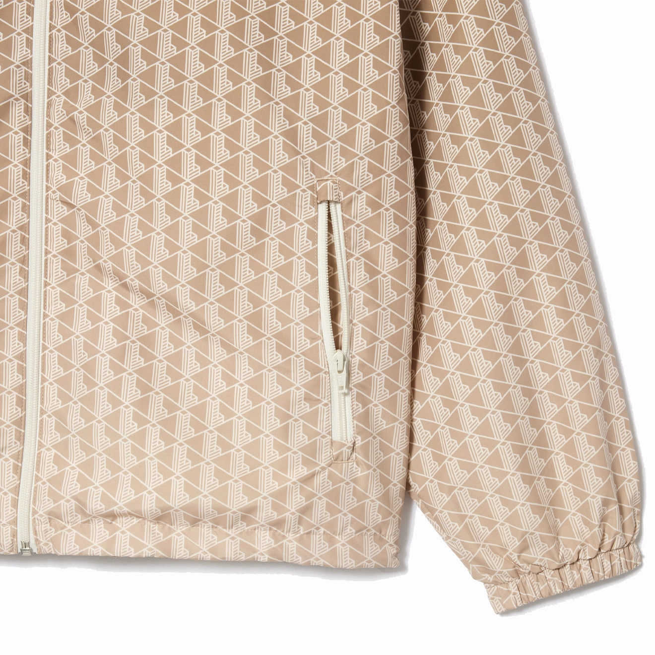 Limited Edition Offer Shop Grab Savings Lacoste Monogram Print Ombre Effect Sportsuit Jacket Brown / Beige / White