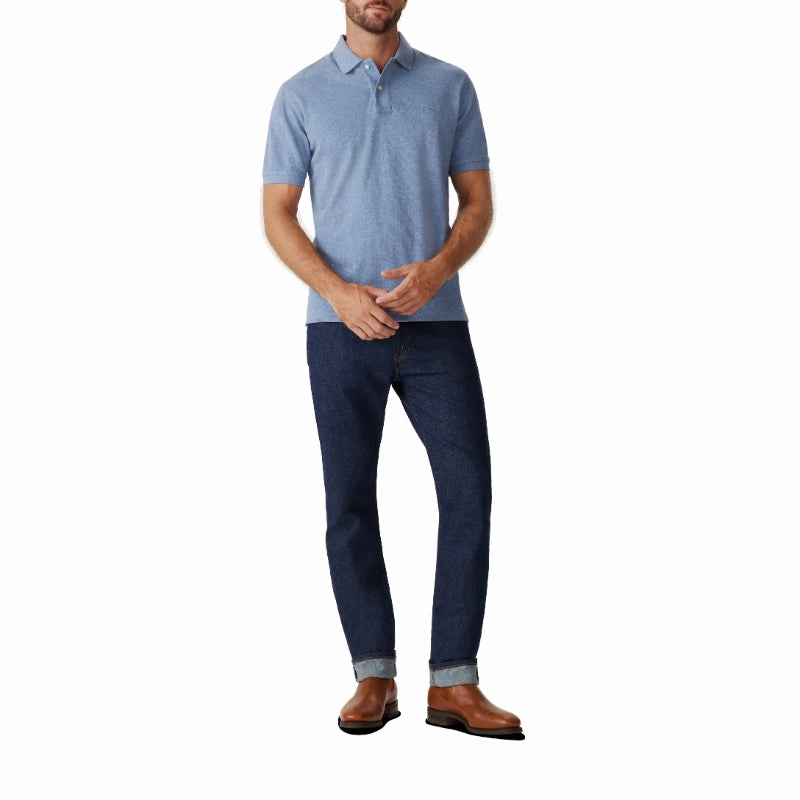 R.M.Williams Rod Mens Polo Shirt - Blue Marle Flash Sale Alert
