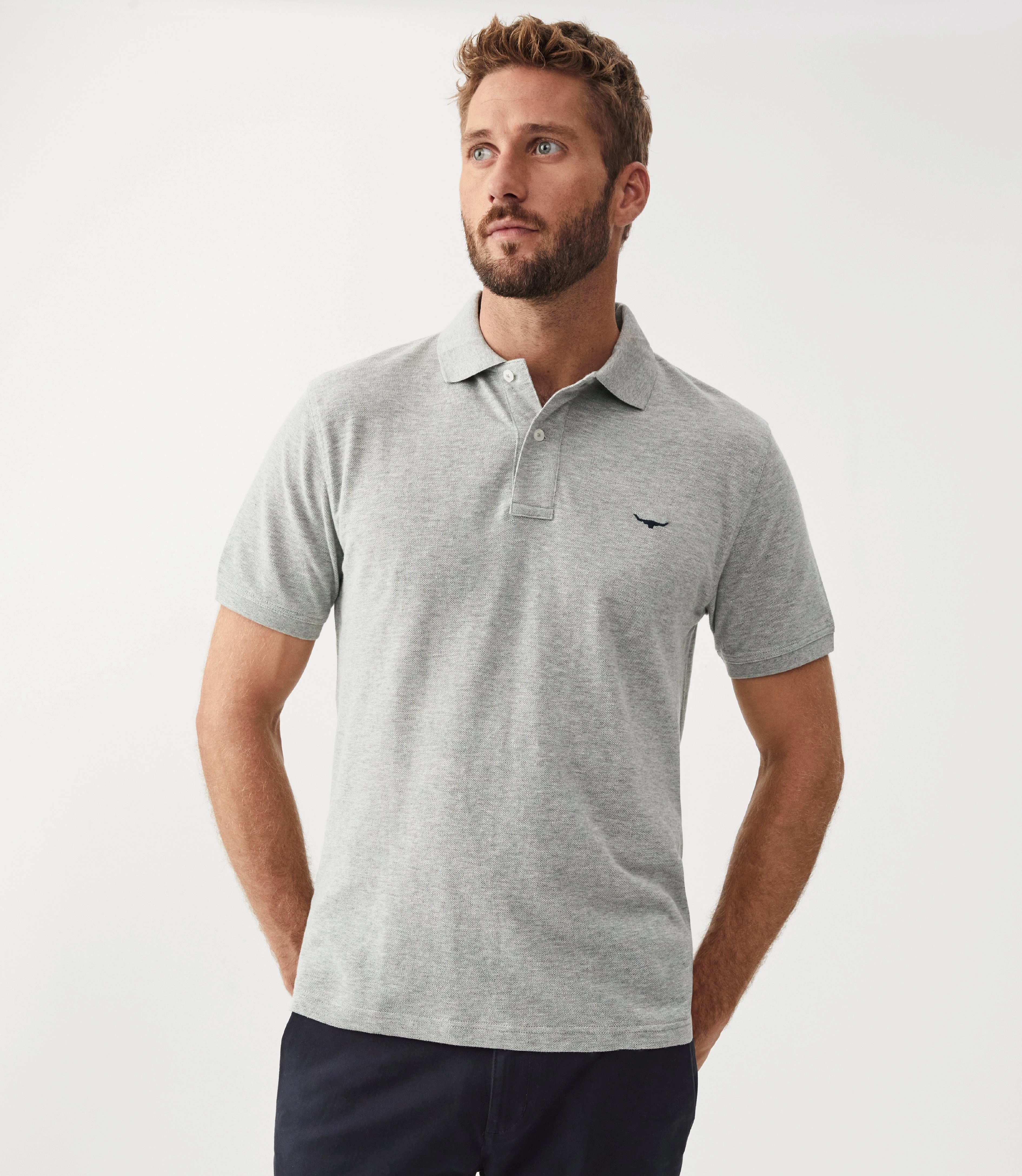 R.M.Williams Rod Mens Polo Shirt - Grey Marle Surprise Offer Now