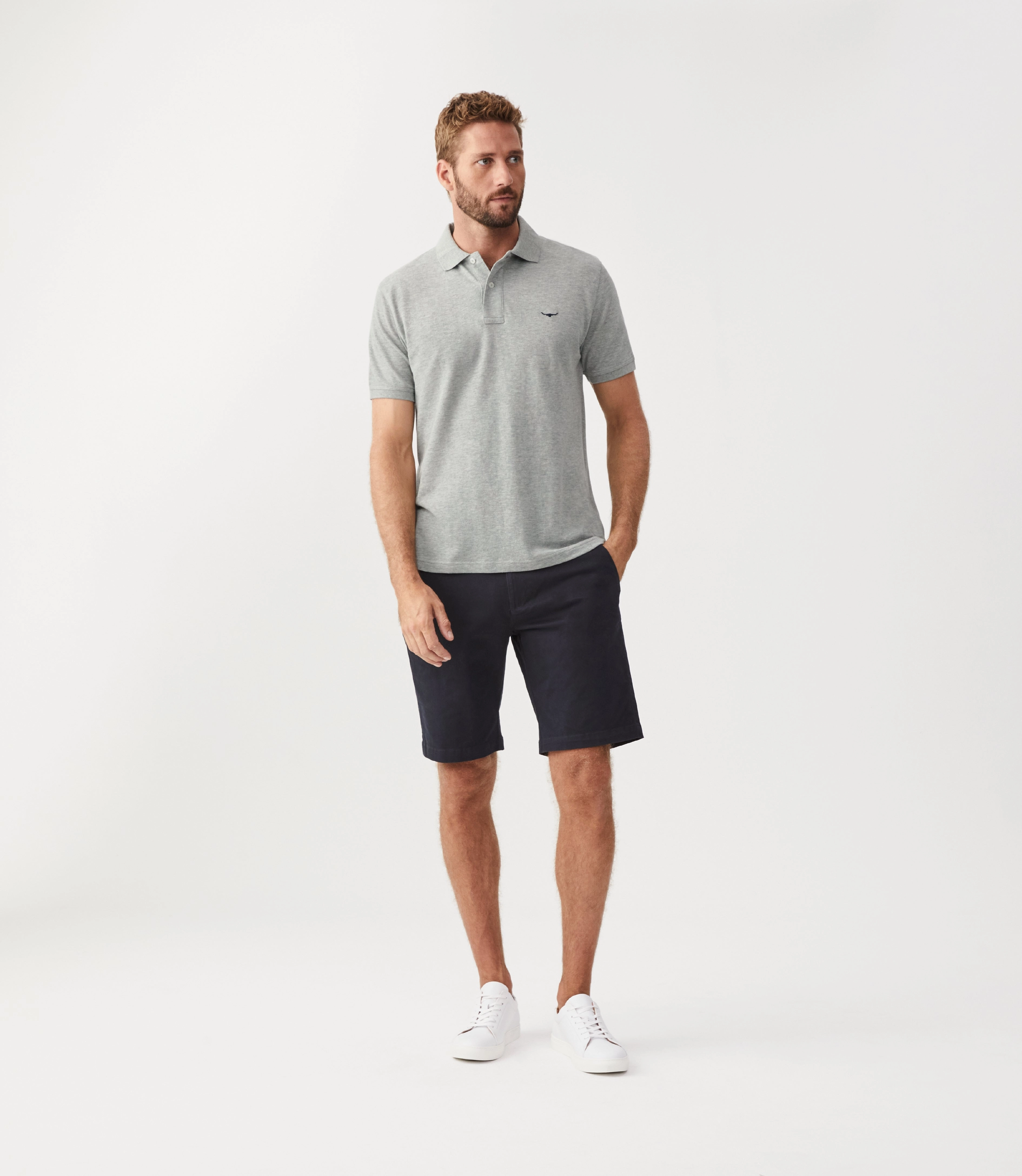 R.M.Williams Rod Mens Polo Shirt - Grey Marle Special Price Today