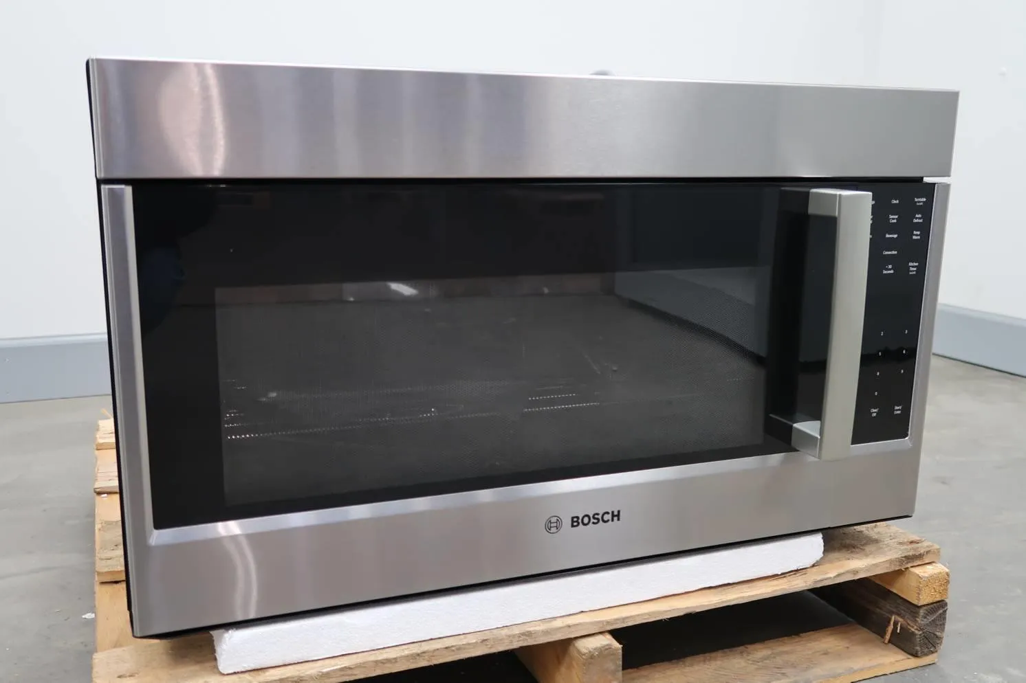 Bosch 800 Series 30" White LED Over The Range SS Convection Microwave HMV8053U