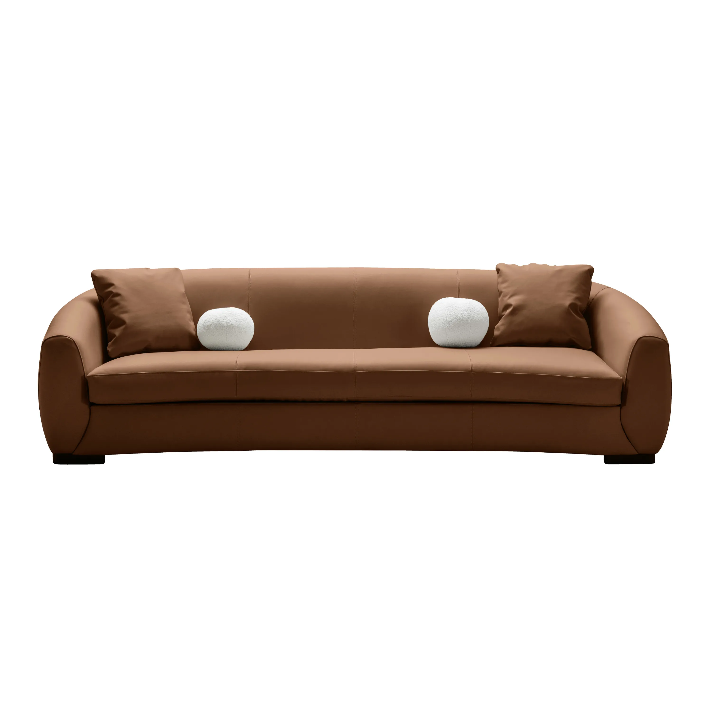 Boucle brown leather 4 seater sofa