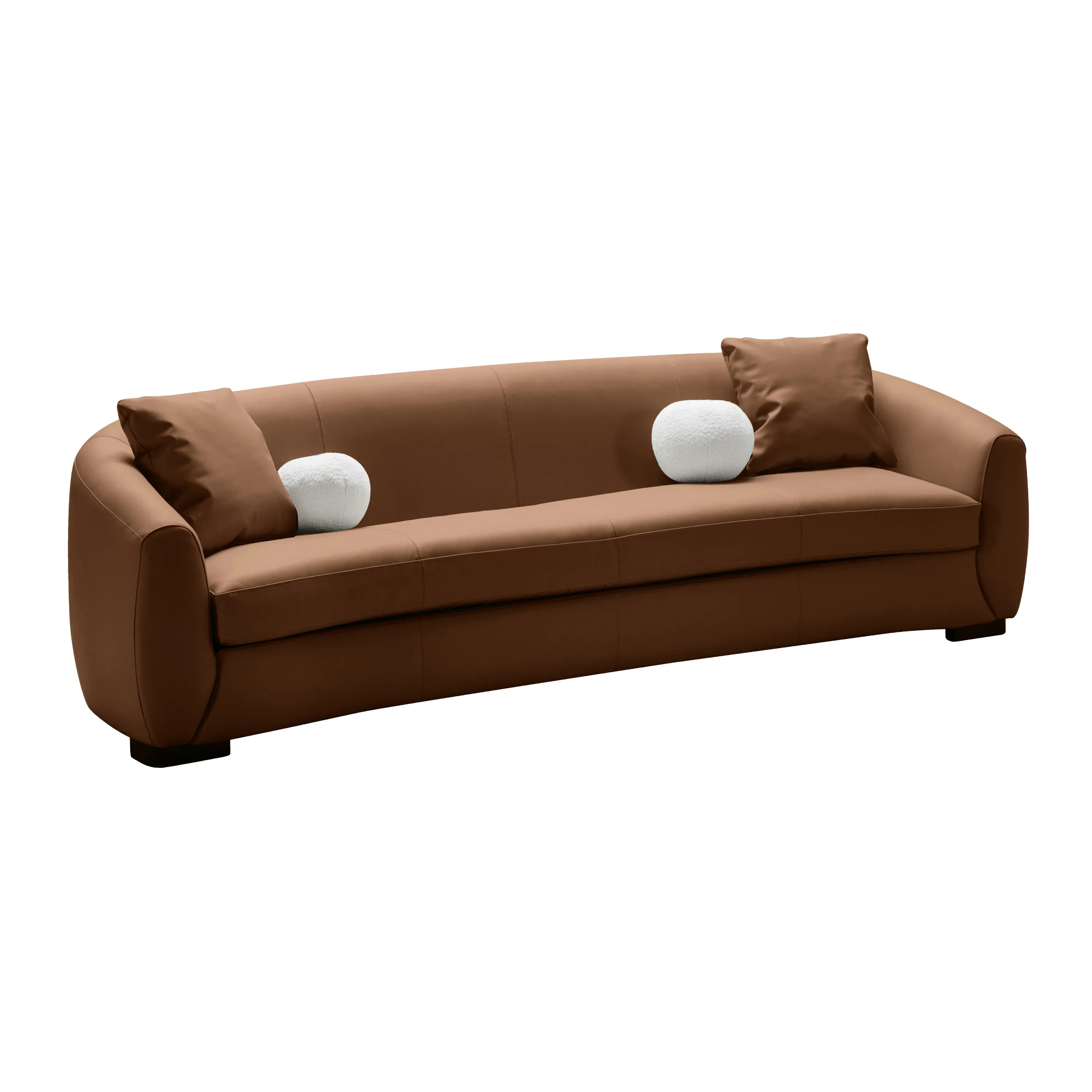 Boucle brown leather 4 seater sofa