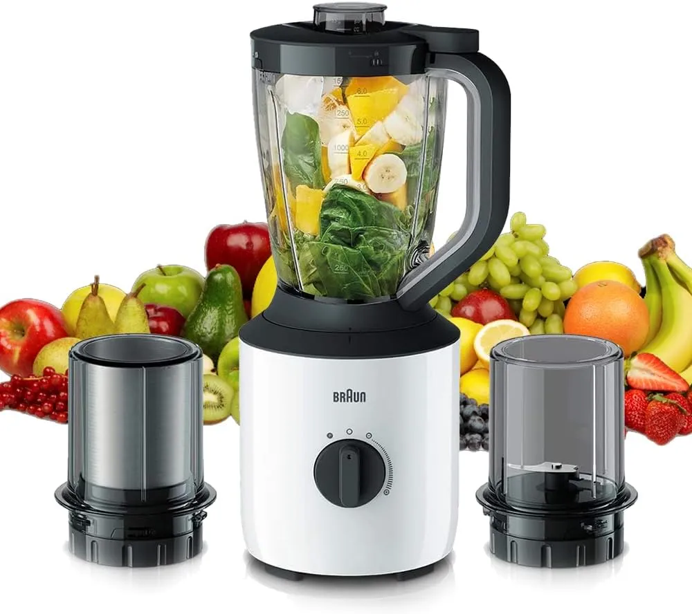 Braun Blander Plastic Jug Variable Speeds & Chopper Attachment, 2Lit, 800Watts, White