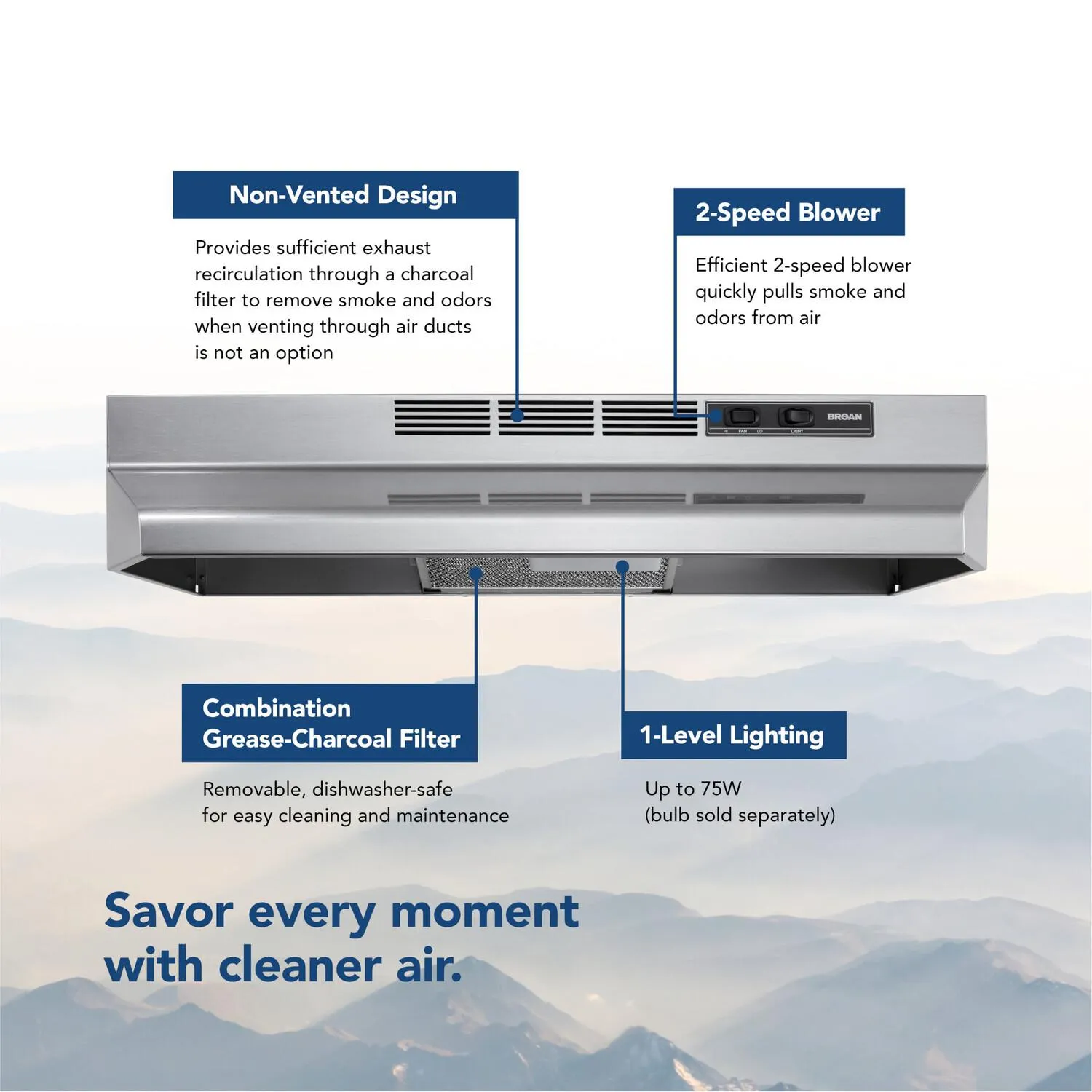 Broan F4036SF Broan? 36-Inch Convertible Under-Cabinet Range Hood, 230 Max Blower Cfm, Stainless Finish