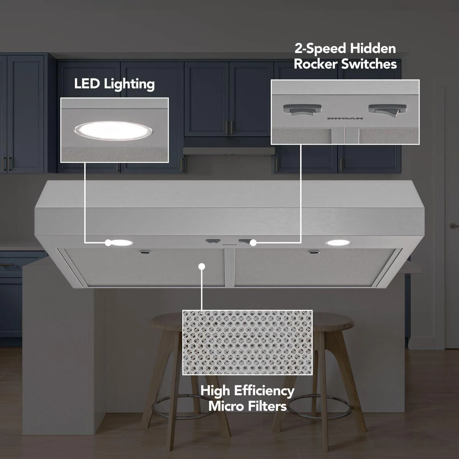 Broan GLA1303SS Broan-Nutone 30-Inch Under Cabinet Range Hood, Energy Star, 350 Max Blower Cfm, Stainless Steel