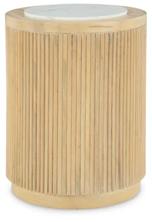 Camdill - Light Brown / White - Round End Table