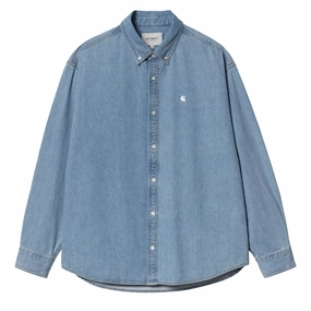 Carhartt Wip L/S Lucas Shirt Blue Bleached Trending Now Discount