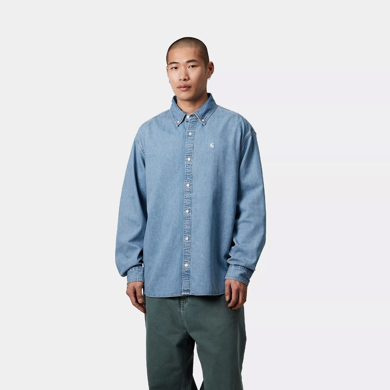 Shop Hot Deals Best Deal Alert Carhartt Wip L/S Lucas Shirt Blue Bleached