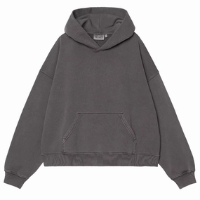 Big Savings Today Carhartt Wip Womens Hooded Benton Sweat Black Garment Dyed