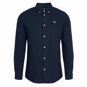 Barbour Oxtown Mens Tailored Shirt - Navy Flash Sale Alert Mega Savings Now