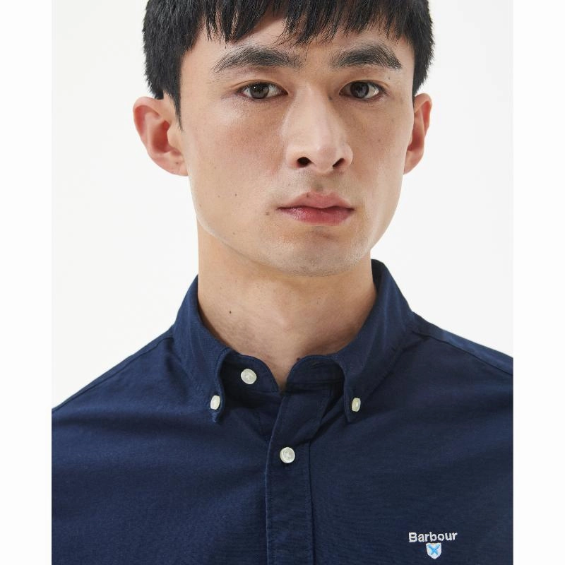 Barbour Oxtown Mens Tailored Shirt - Navy Hot Sale Today