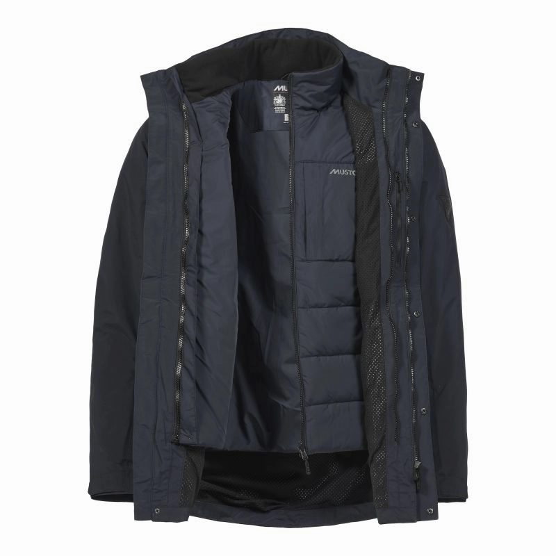 Musto Marina 3 In 1 Mens Waterproof Parka Jacket - Navy Clearance Steal Today Exclusive Online Discount