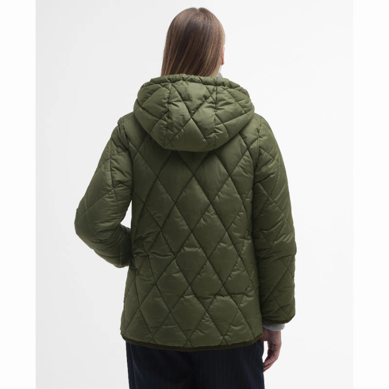 Daily Special Offer Barbour Erin Ladies Puffer Quilt - Deep Olive/Ancient Tartan