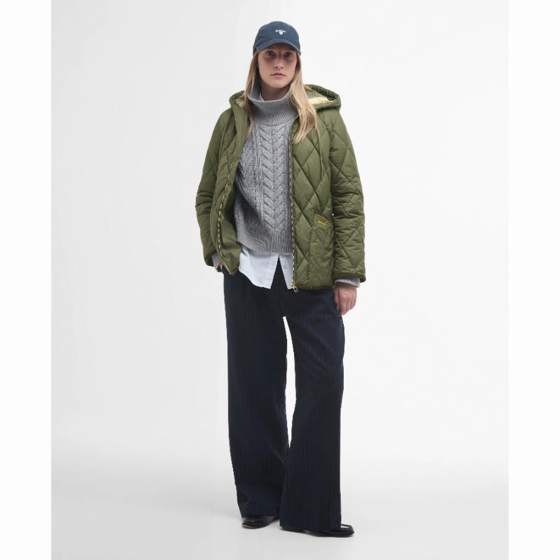 Daily Hot Deal Mega Discount Event Barbour Erin Ladies Puffer Quilt - Deep Olive/Ancient Tartan
