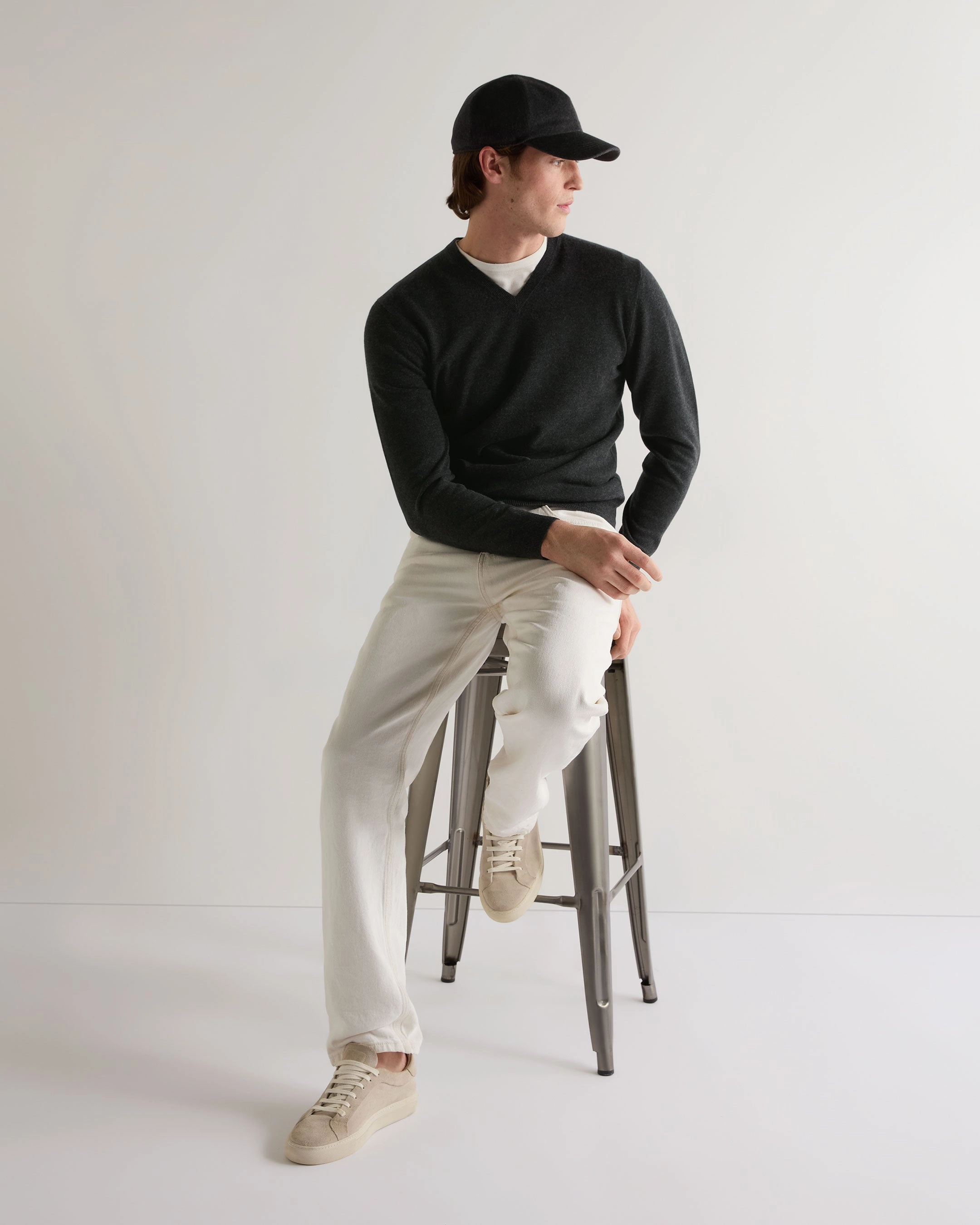 Men'S Burlington V Neck Cashmere Jumper Dark Charcoal Grey MustHave Deals Todays Hot Pick