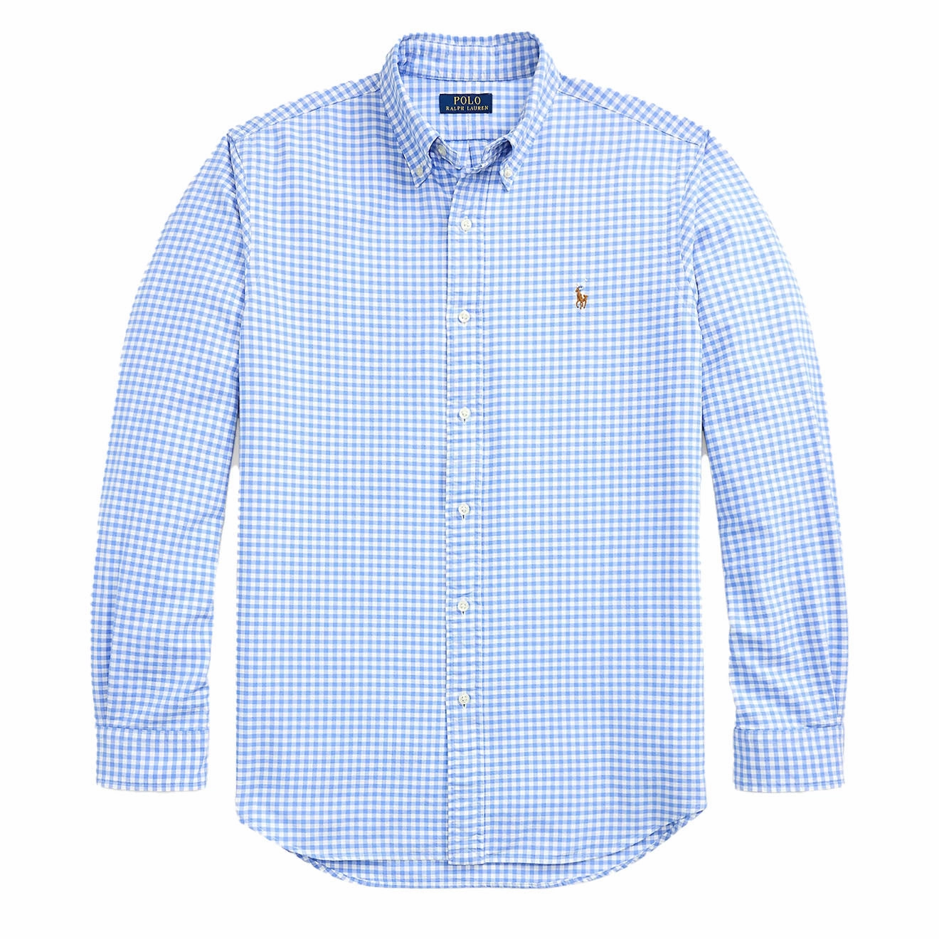 Dont Wait Save Today Polo Ralph Lauren Custom Fit Gingham Oxford Shirt Light Blue/White