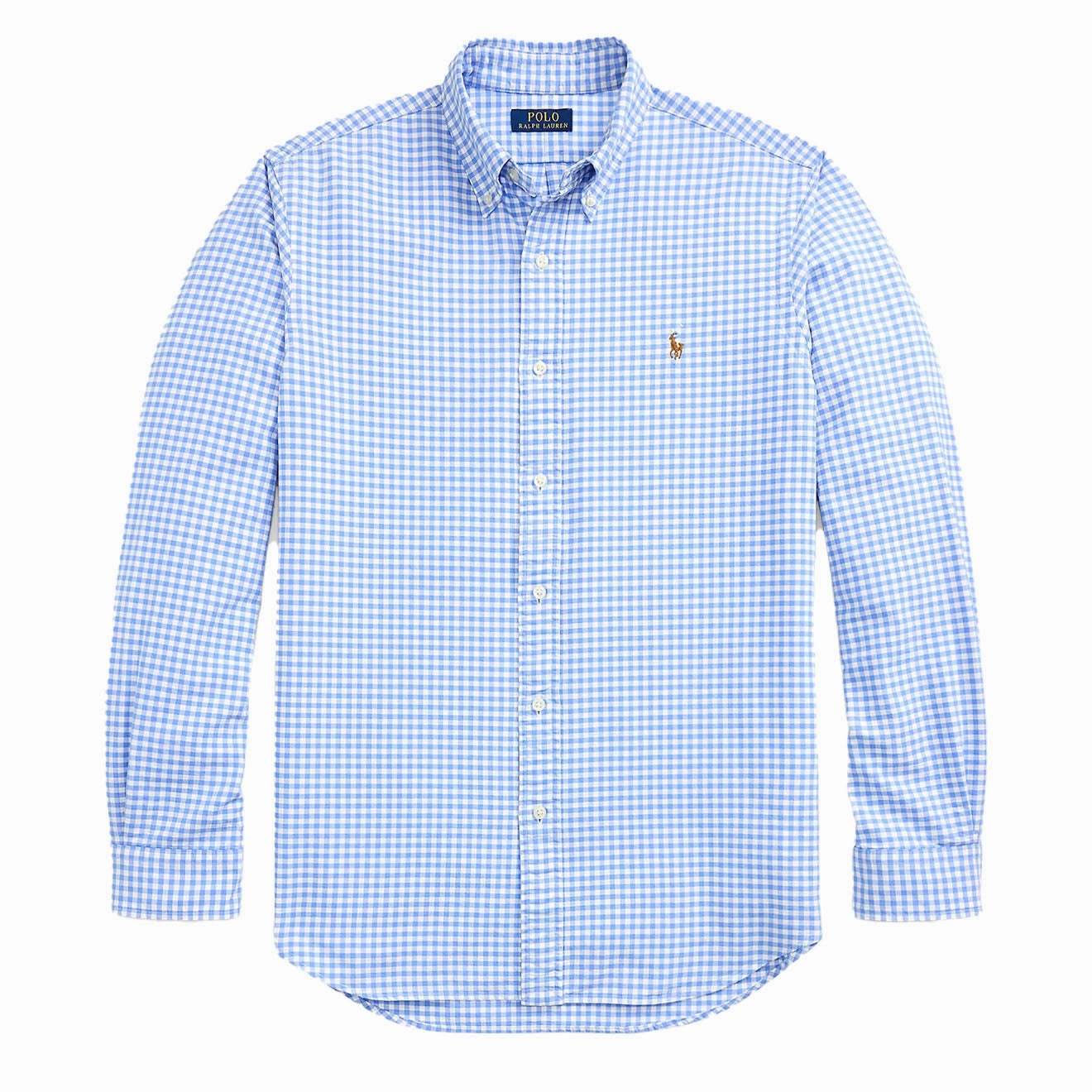 Surprise Discount Today Polo Ralph Lauren Custom Fit Gingham Oxford Shirt Light Blue/White