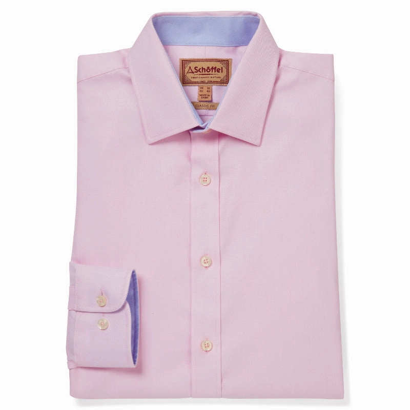 Schoffel Greenwich Single Cuff Classic Mens Shirt - Pale Pink Diagonal Big Sale Today