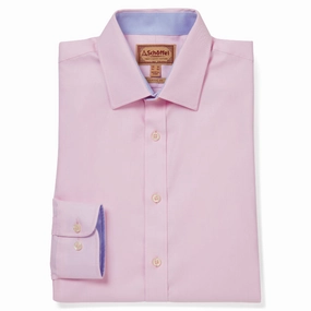 Schoffel Greenwich Single Cuff Classic Mens Shirt - Pale Pink Diagonal Shop Save Today