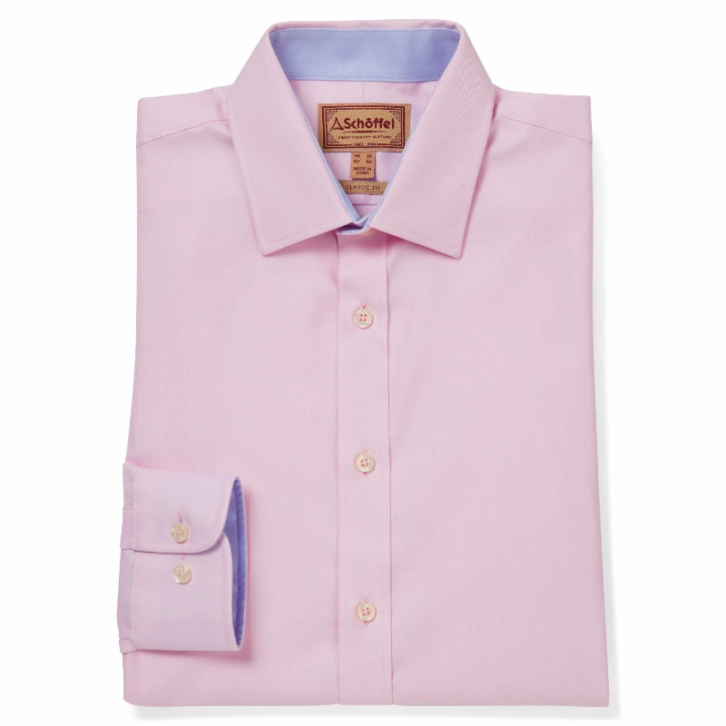 Schoffel Greenwich Single Cuff Classic Mens Shirt - Pale Pink Diagonal Online Exclusive Savings