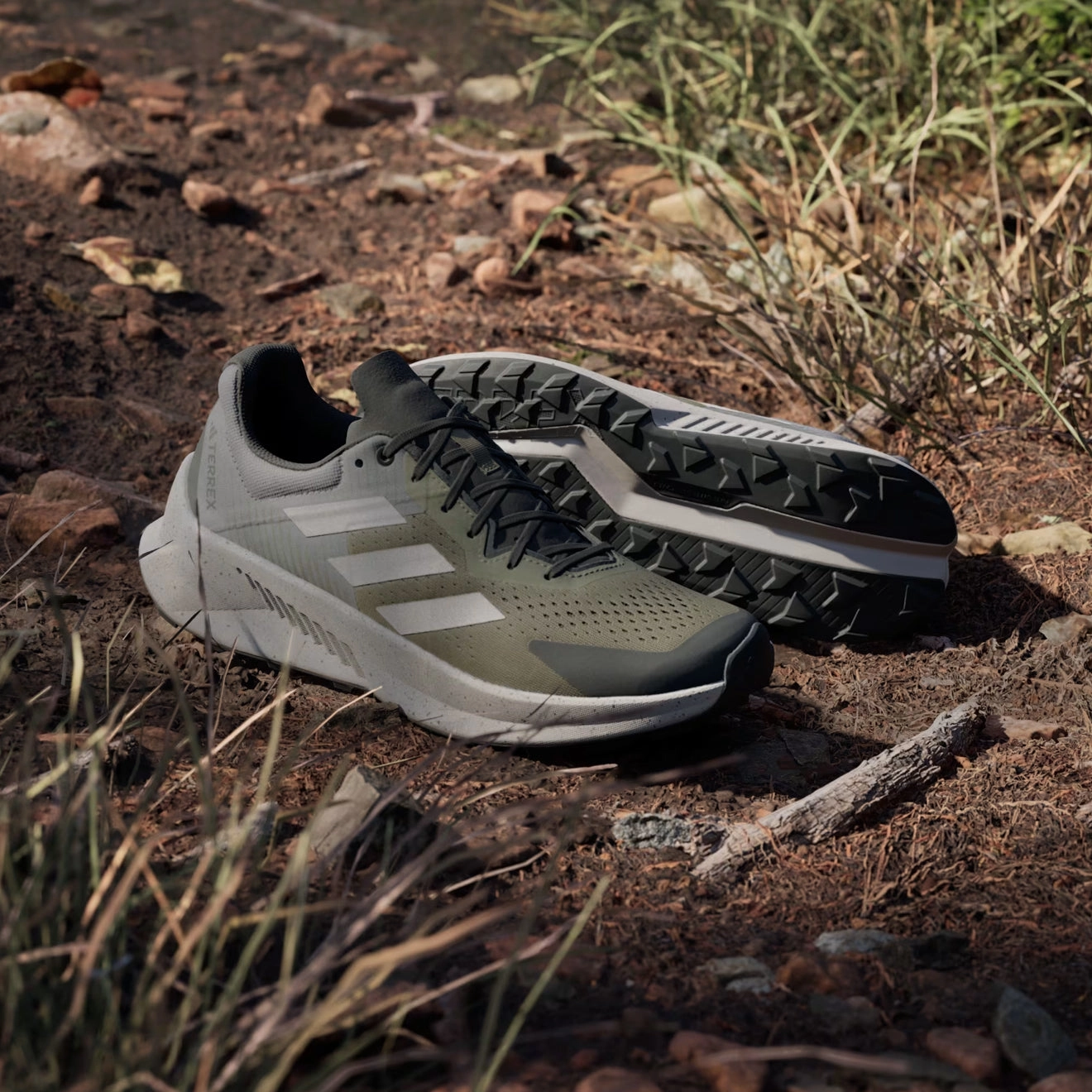 Limited Edition Offer Online Deal Frenzy Adidas Terrex Soulstride Flow Trail Running Shoe Olive Strata / Wonder Beige / Charcoal