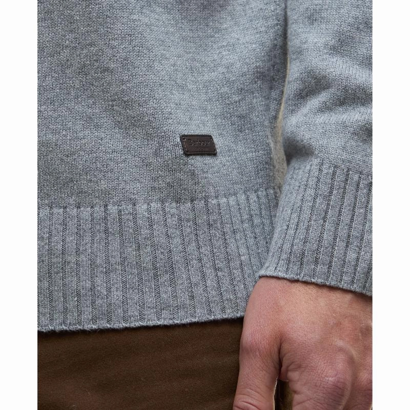 Barbour Kelson Knitted Mens 1/4 Zip Jumper - Grey Marl Big Hot Sale