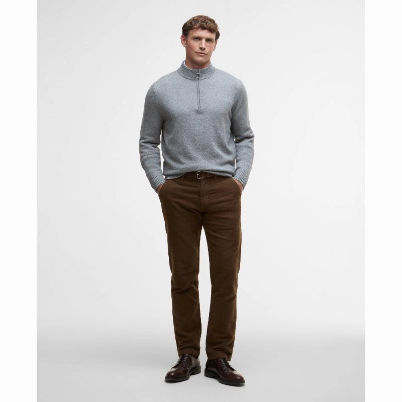 Hot Deal Alert Barbour Kelson Knitted Mens 1/4 Zip Jumper - Grey Marl