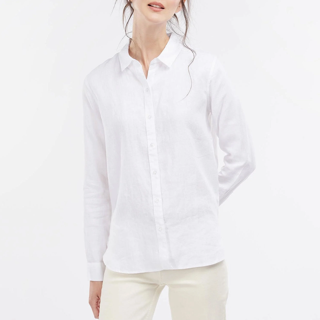 Barbour Womens Marine Relaxed Shirt White Weekend Flash Offer Flash Offer Today