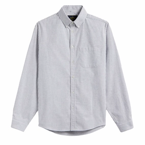 Portuguese Flannel Brushed Oxford Stripe Shirt Blue Clearance Alert Now