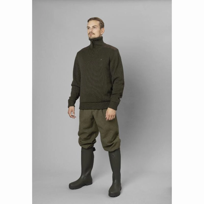 Seeland Haze Seetex Windbreaker 1/4 Zip Mens Knit Jumper - Grizzly Brown Clearance Sale Price Slash Today