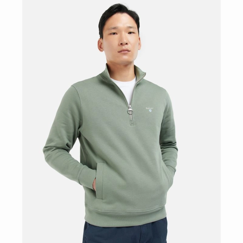 Clearance Event Barbour Rothley Half Zip Mens Jumper - Agave Green