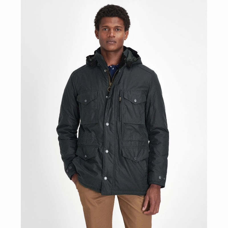 Clearance Event Alert Barbour Winter Sapper Waxed Mens Jacket - Sage/Greenloch Tartan