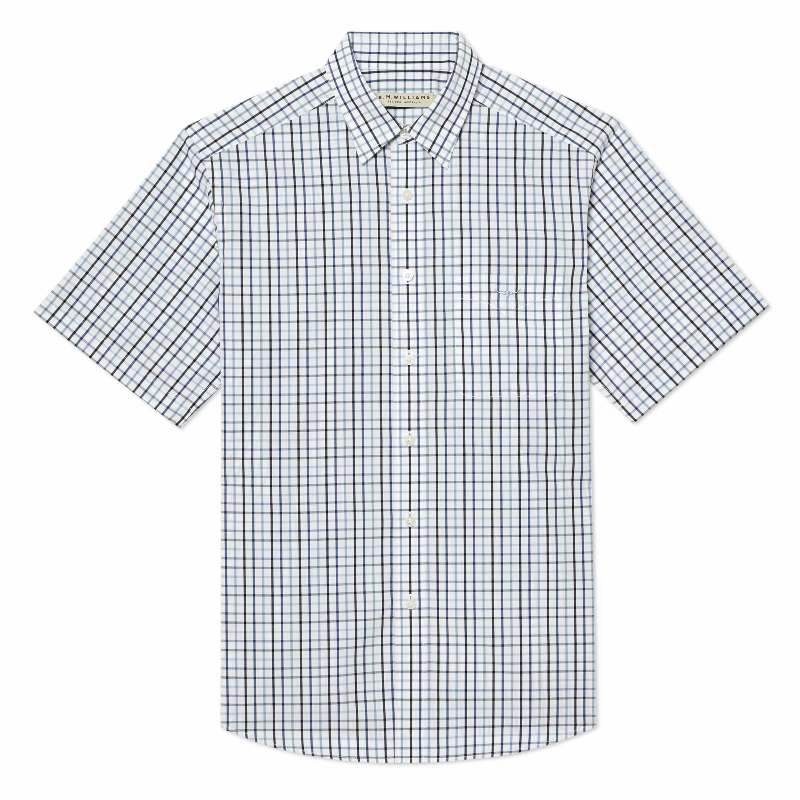 R.M.Williams Hervey Mens Short Sleeve Shirt - White/Navy/Blue Shop Hot Picks
