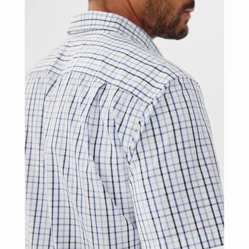 Todays Steal R.M.Williams Hervey Mens Short Sleeve Shirt - White/Navy/Blue