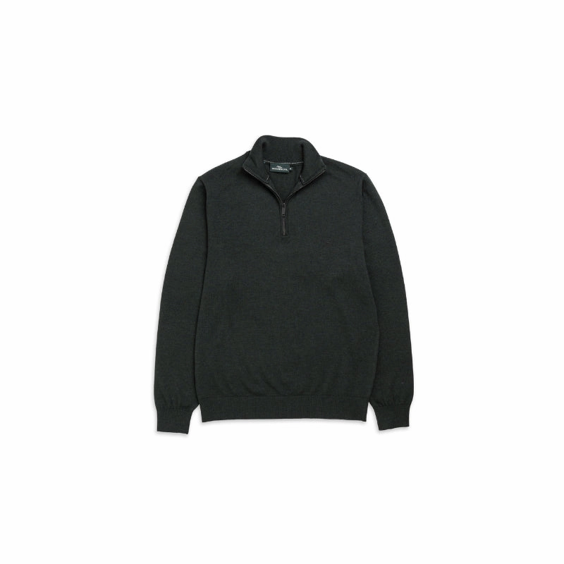 Rodd & Gunn Calderwell New Zealand Zqrx Merino 1/4 Zip Mens Jumper - Forest MustHave Clearance