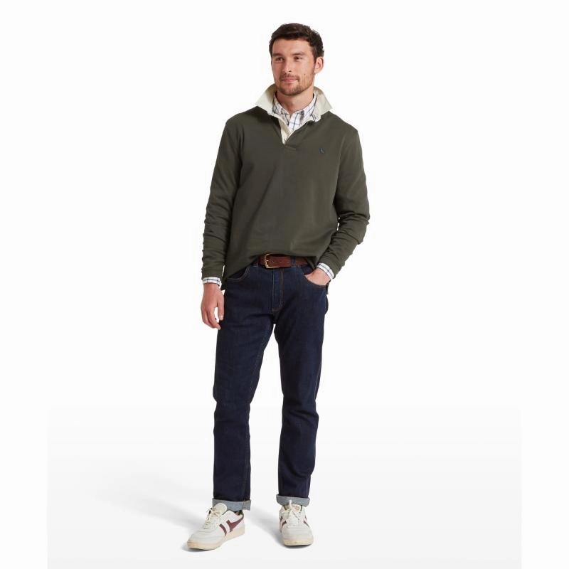 Schoffel Porthallow Mens Rugby Shirt - Peat Green Hot Discount Deal Todays Special Savings