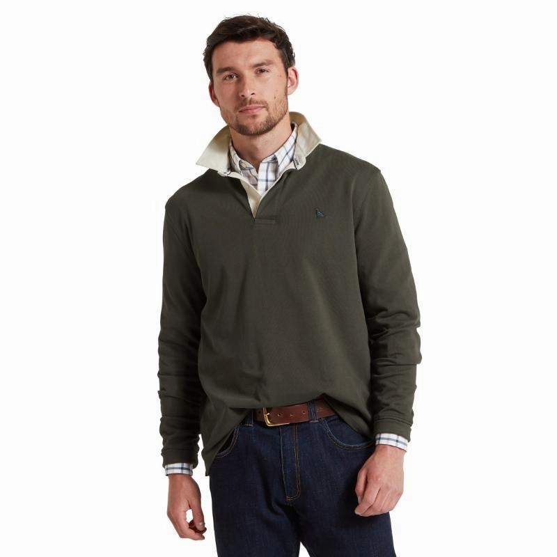 Best Deal Alert Schoffel Porthallow Mens Rugby Shirt - Peat Green