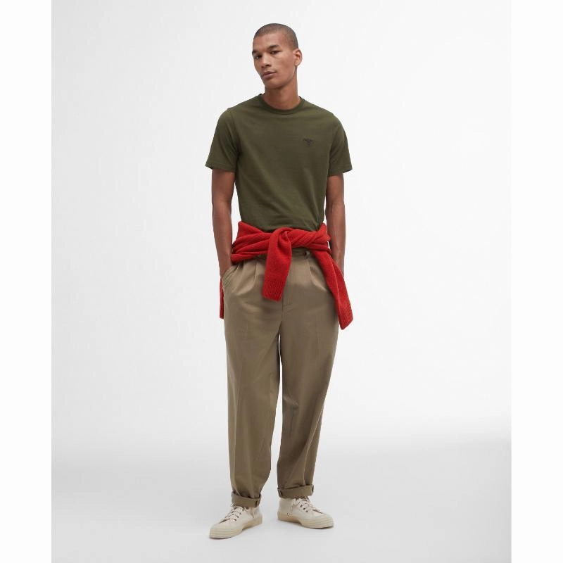 Shop Hot Deals Unmissable Deal Today Barbour Essential Sports Mens T-Shirt - Mid Olive