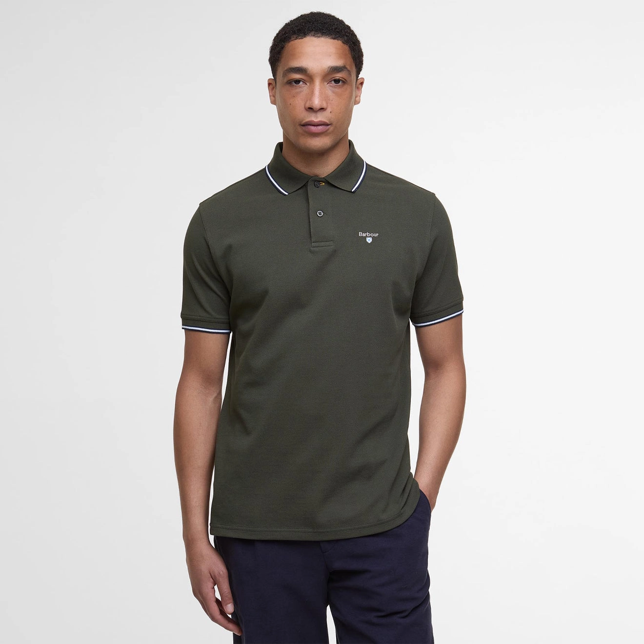 Shop the Savings Now Barbour Fielding Tailored Polo Shirt Olive