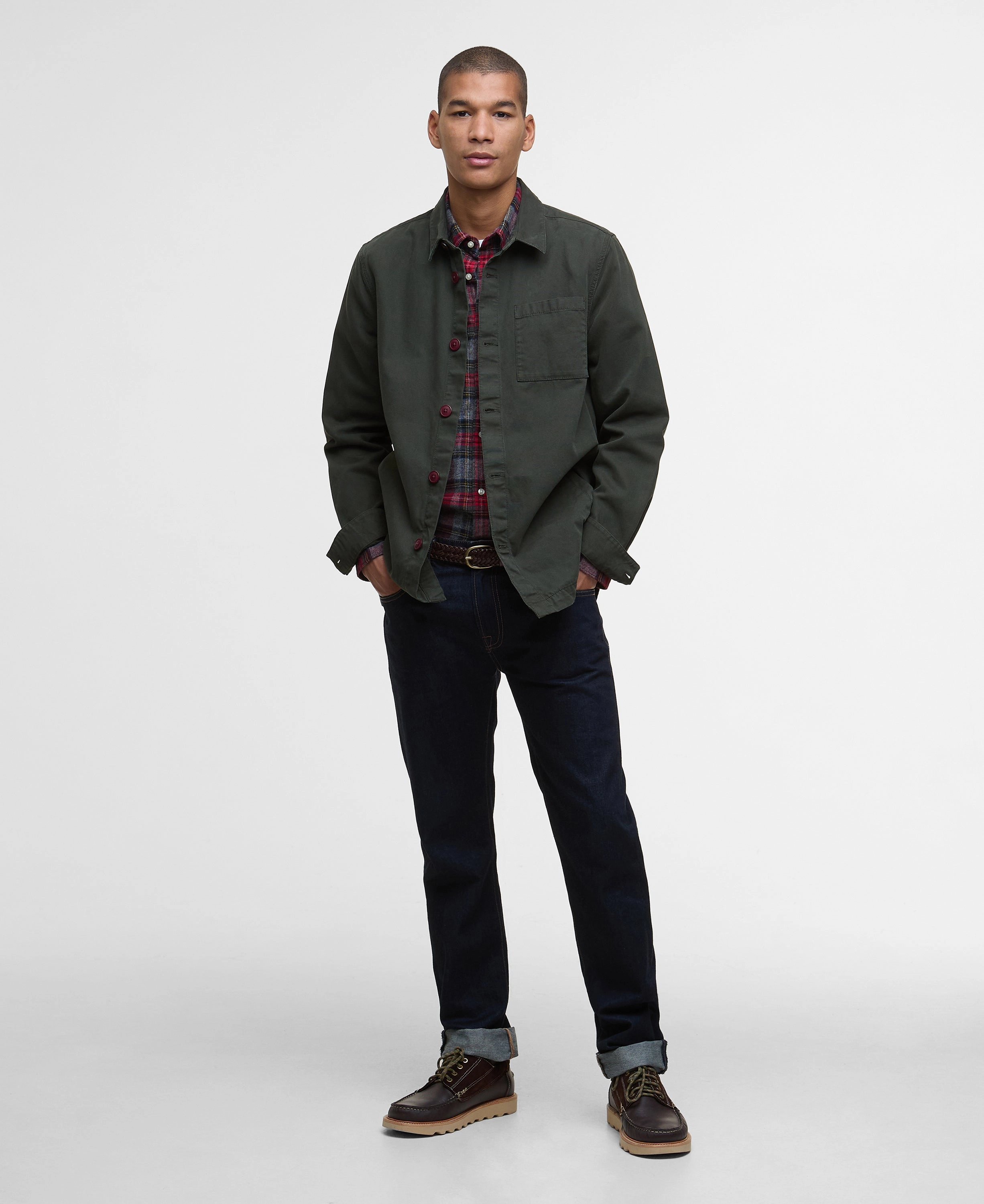 Barbour Tailored Washed Mens Overshirt - Forest Limited Time Steal Save More Now