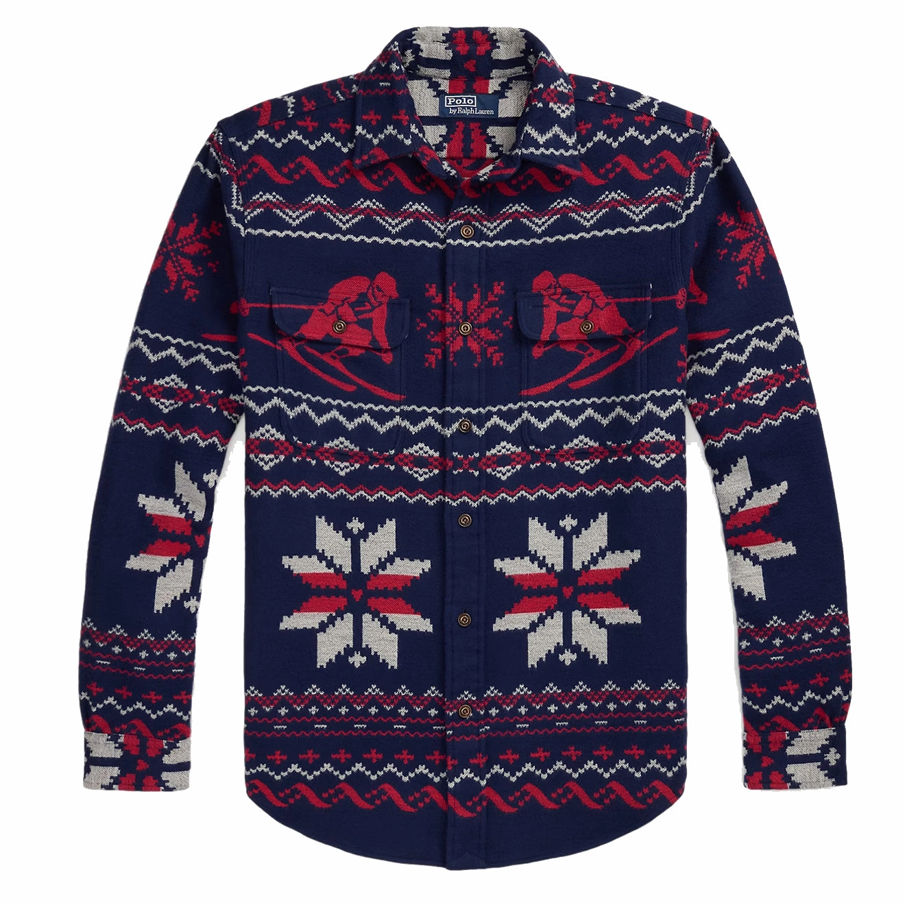 Todays Hot Pick Special Online Offer Polo Ralph Lauren Classic Fit Skier-Snowflake Workshirt Holiday Ski Jacquard