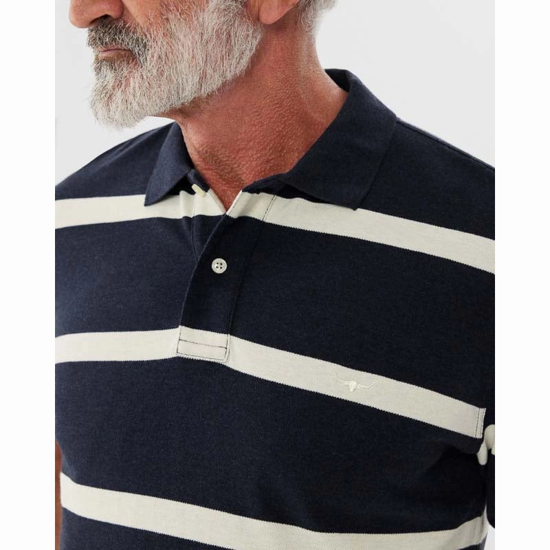R.M.Williams Rod Mens Polo Shirt - Navy Cream Mega Discount Today Hot Sale Alert