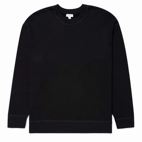 Sunspel Oversized Loopback Sweatshirt Black Save More Now