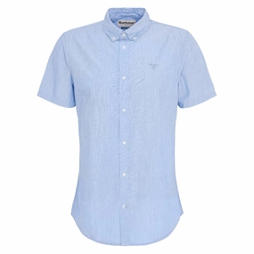 Barbour Crest Poplin Short Sleeved Mens Tailored Fit Shirt - Sky MustHave Items